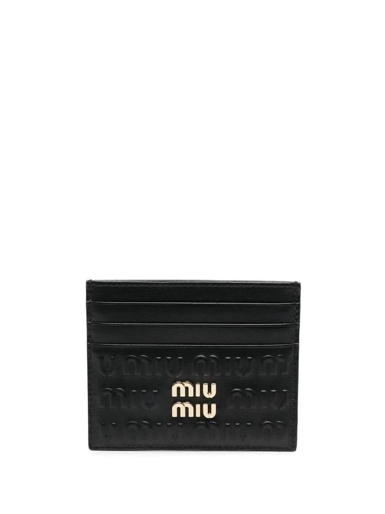 商品Miu Miu|MIU MIU logo-embossed leather cardholder black,价格¥2080,第1张图片