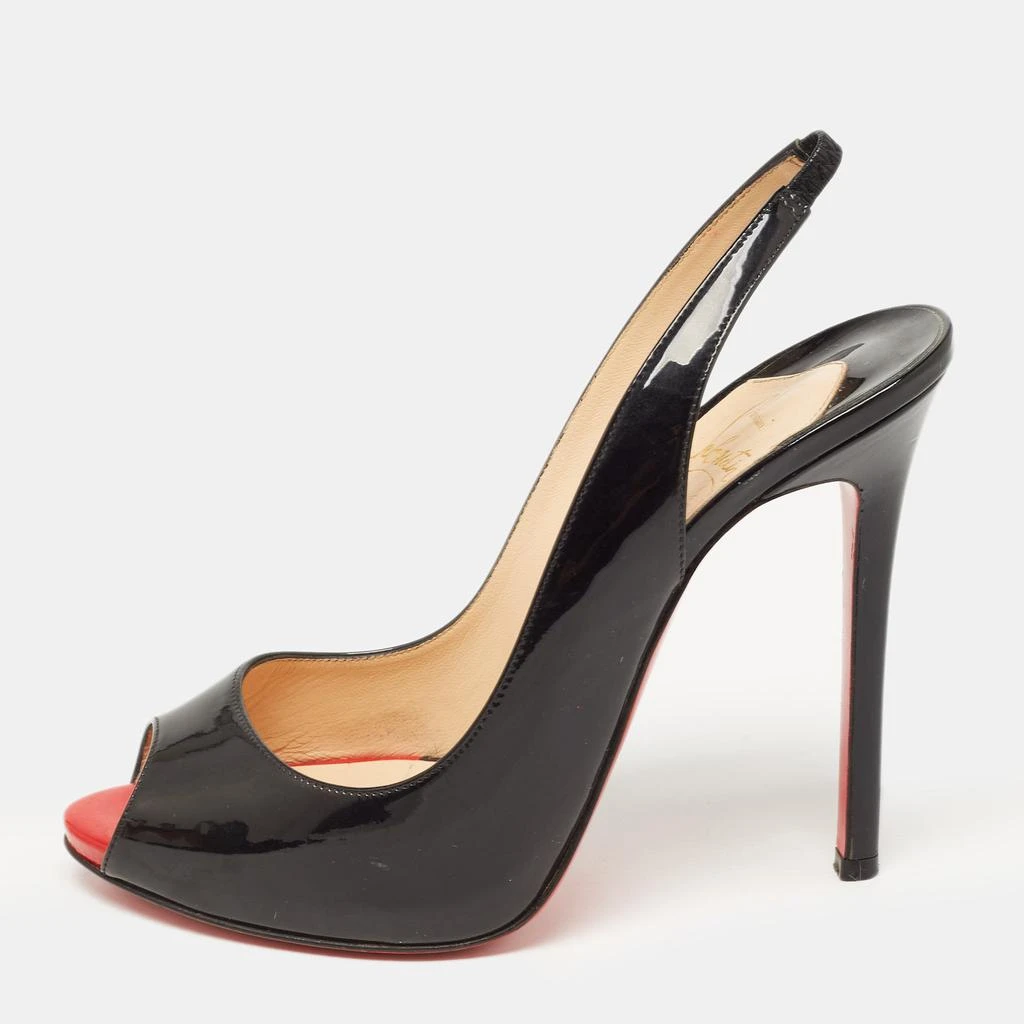 商品[二手商品] Christian Louboutin|Christian Louboutin Black Patent Leather Flo Slingback Pumps Size 39,价格¥3243,第1张图片