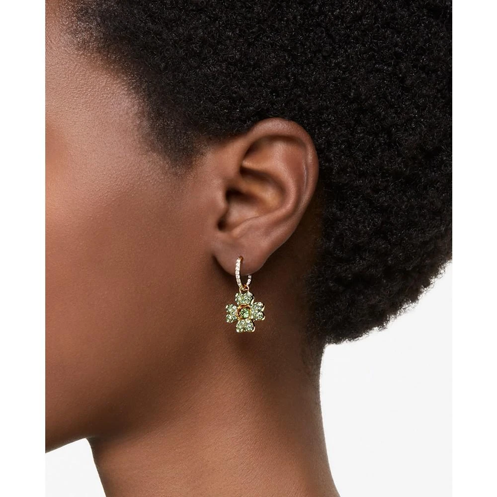 商品Swarovski|Gold-Tone Color Crystal Clover Charm Hoop Earrings,价格¥1318,第5张图片详细描述
