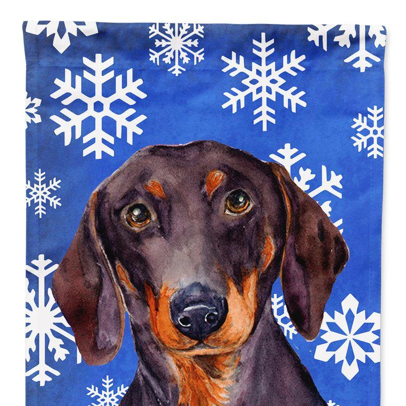 商品Caroline's Treasures|11" x 15 1/2" Polyester Dachshund Winter Snowflakes Holiday Garden Flag 2-Sided 2-Ply,价格¥136,第1张图片