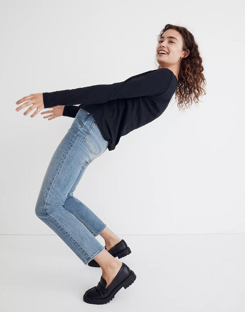 商品Madewell|Whisper Cotton Rib-Crewneck Long-Sleeve Tee,价格¥181,第4张图片详细描述