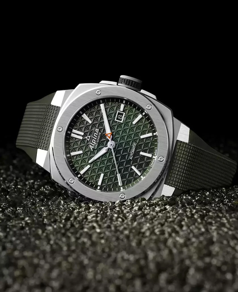 商品Alpina|Men's Swiss Automatic Alpiner Green Rubber Strap Watch 41mm,价格¥14055,第5张图片详细描述