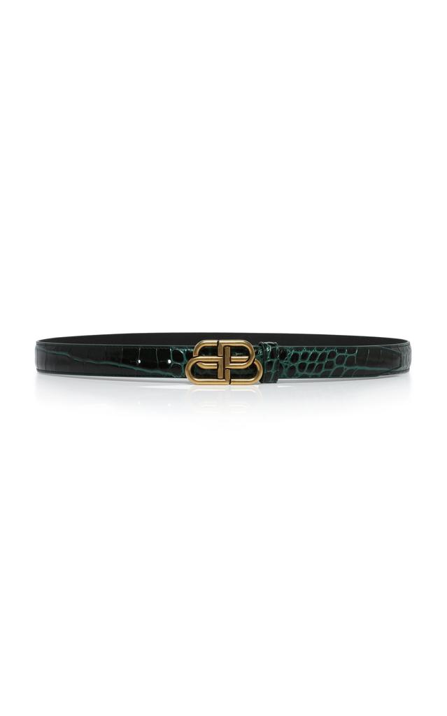 Balenciaga - Women's BB Croc-Effect Leather Belt - Green - 65 cm - Moda Operandi商品第1张图片规格展示