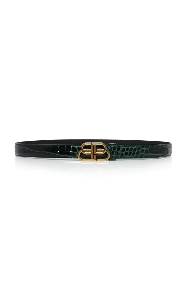 商品Balenciaga|Balenciaga - Women's BB Croc-Effect Leather Belt - Green - 65 cm - Moda Operandi,价格¥1681,第1张图片