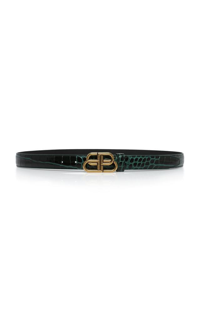 商品Balenciaga|Balenciaga - Women's BB Croc-Effect Leather Belt - Green - 65 cm - Moda Operandi,价格¥1383,第1张图片