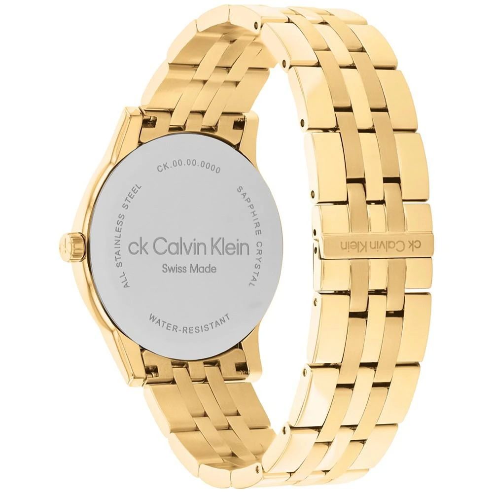 商品Calvin Klein|Men's Swiss Dressed Gold-Tone Stainless Steel Bracelet Watch 40mm,价格¥1669,第3张图片详细描述
