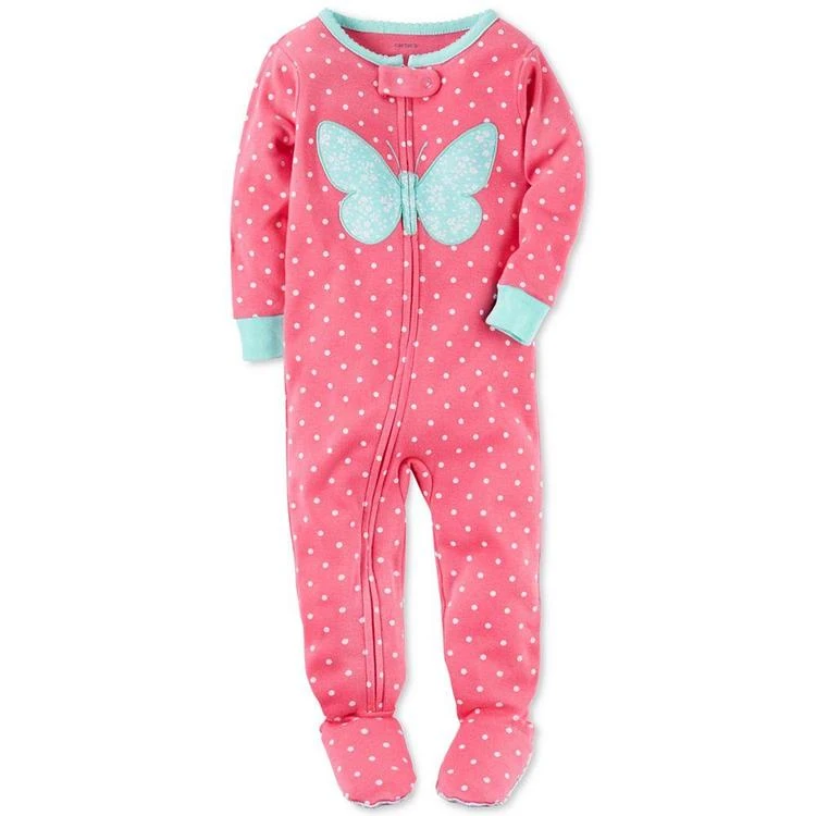 商品Carter's|女婴1-Pc. Dot-Print Butterfly Footed Pajamas, Baby Girls (0-24 months),价格¥58,第1张图片