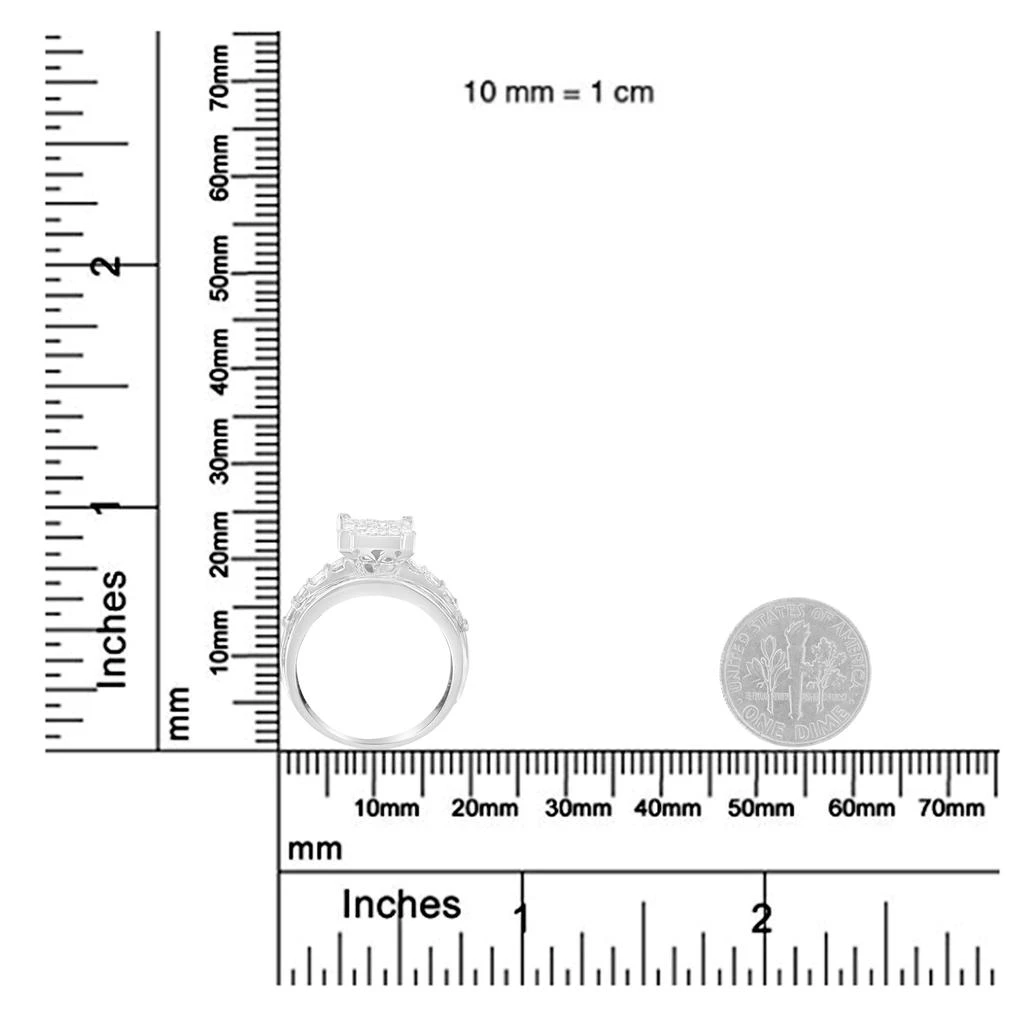 14K White Gold 2.0 Cttw Mixed-Cut Diamond Rectangle Invisible-Set Composite Cluster Ring with Bar- and Channel-Set Band 商品