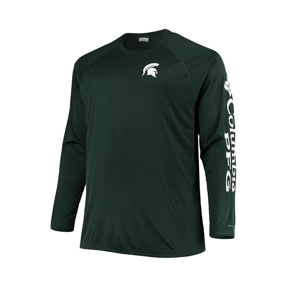 Men's Green Michigan State Spartans Big and Tall Terminal Tackle Omni-Shade Long Sleeve Raglan T-shirt商品第3张图片规格展示
