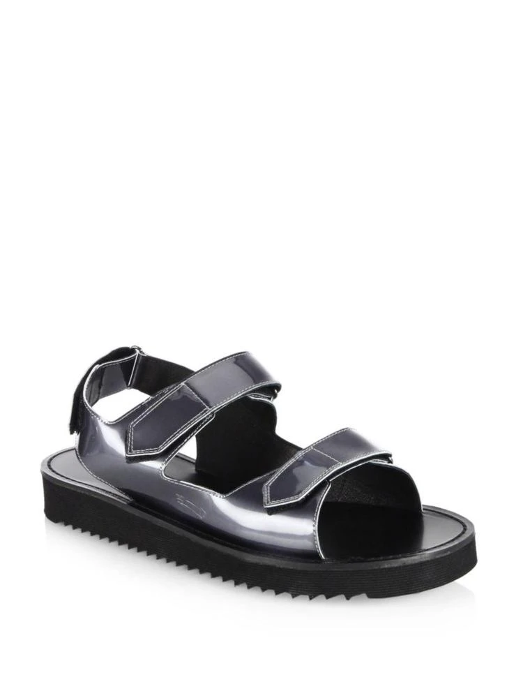 商品Uri Minkoff|Riva Metallic Leather Grip-Tape Strap Sandals,价格¥1462,第1张图片