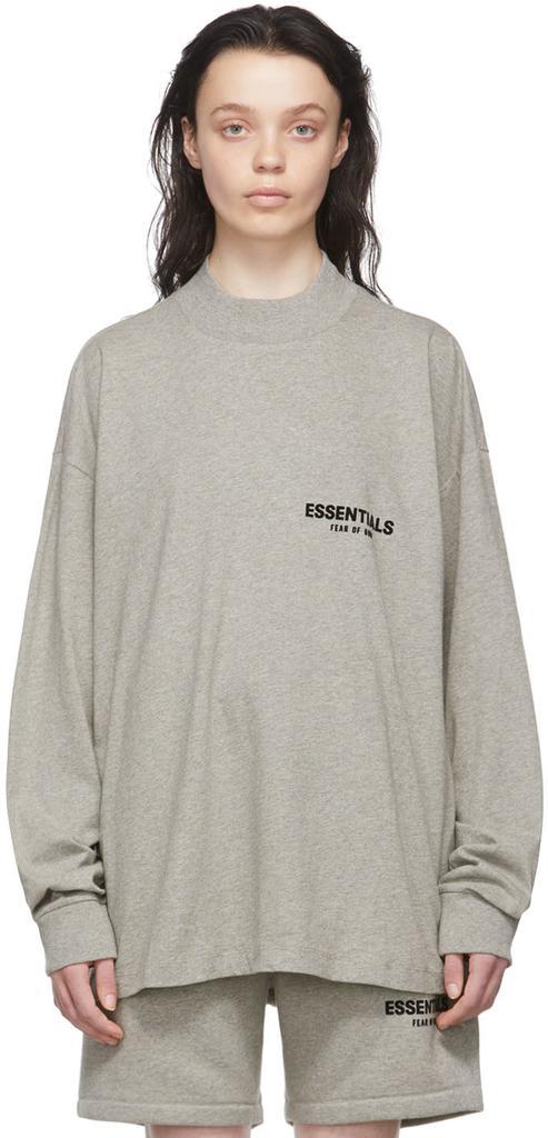 商品Essentials|灰色纯棉长袖T恤  女,价格¥389,第1张图片