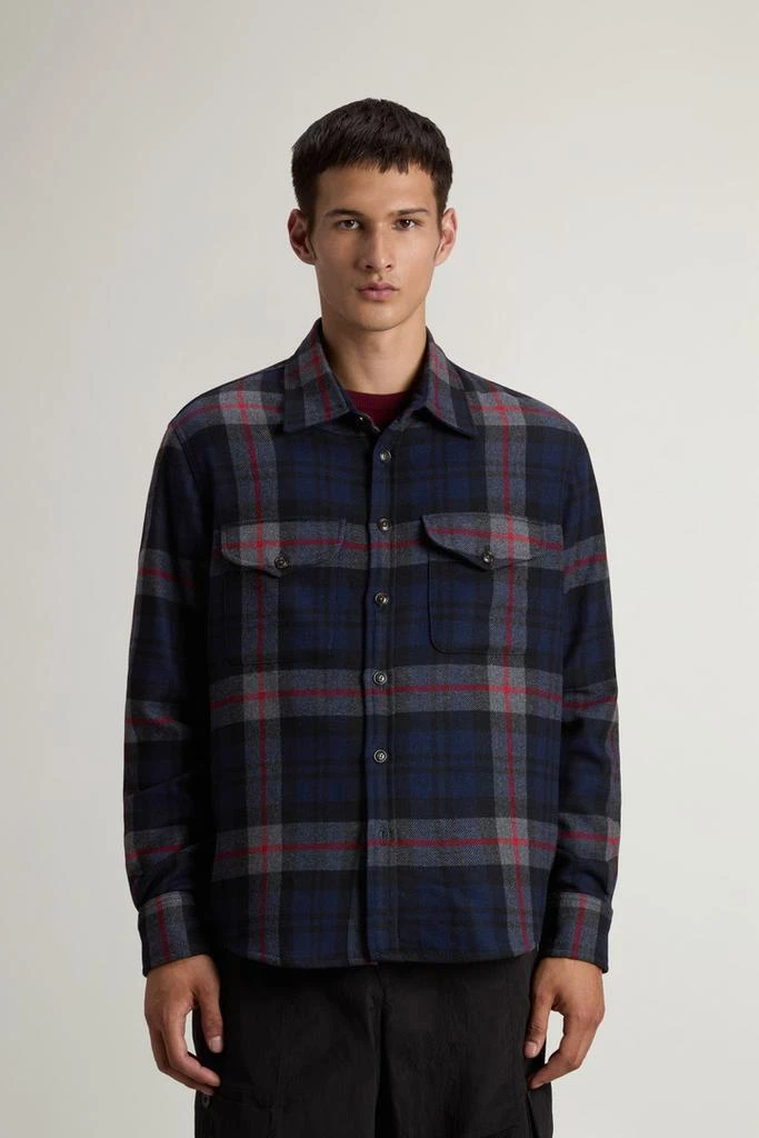 商品Woolrich|Wool Blend Oxbow Flannel Overshirt - Made in USA - Men - Blue,价格¥1543,第1张图片