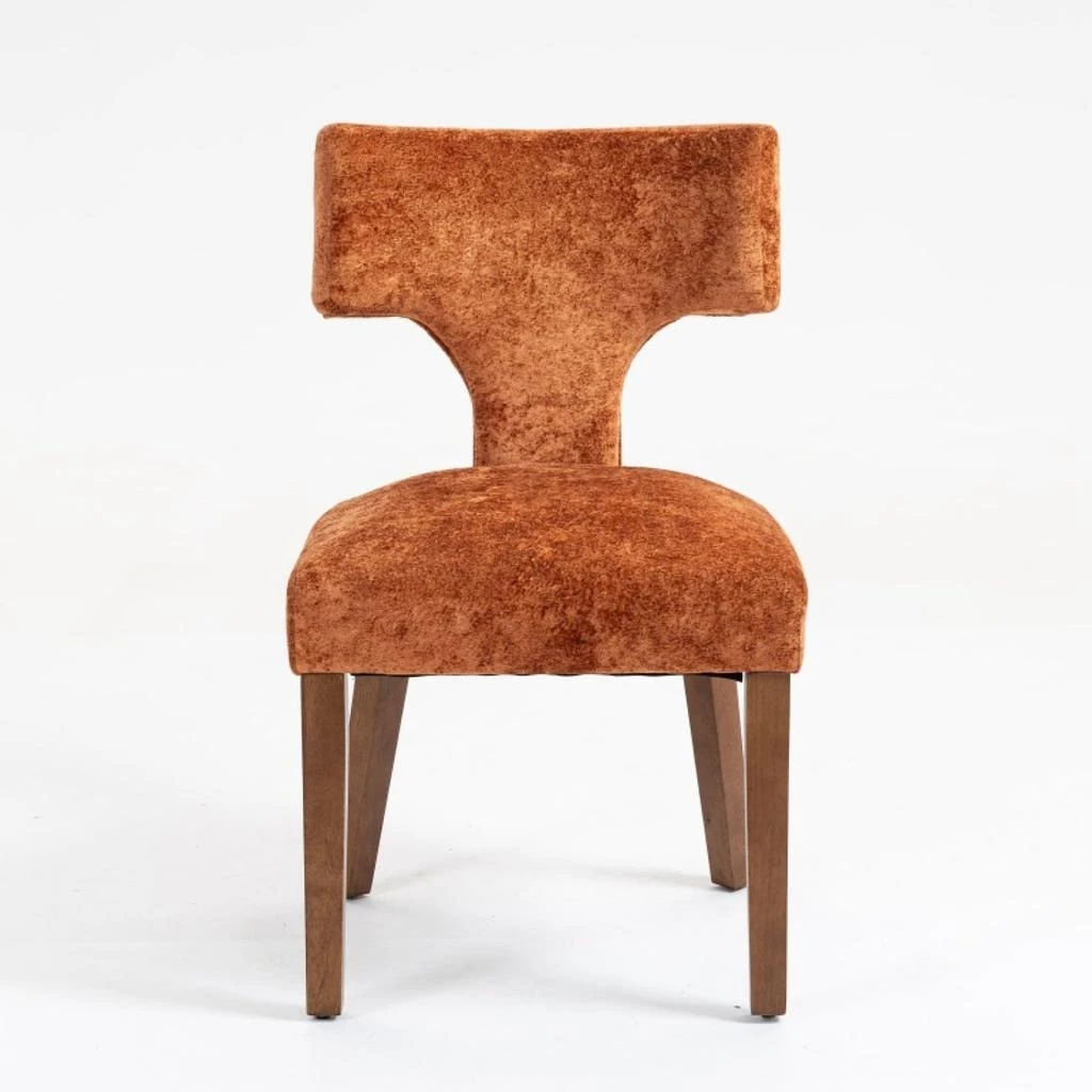 商品Streamdale Furniture|Streamdale Mid Century Modern Dining Chairs (Set of 2), Orange Linen Fabric,价格¥1380,第2张图片详细描述
