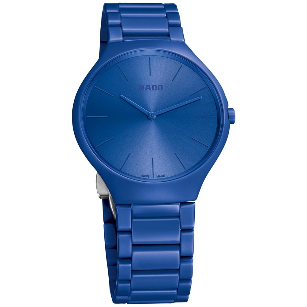 Unisex Swiss True Thinline Les Couleurs Le Corbusier Blue High-Tech Ceramic Bracelet Watch 39mm商品第9张图片规格展示