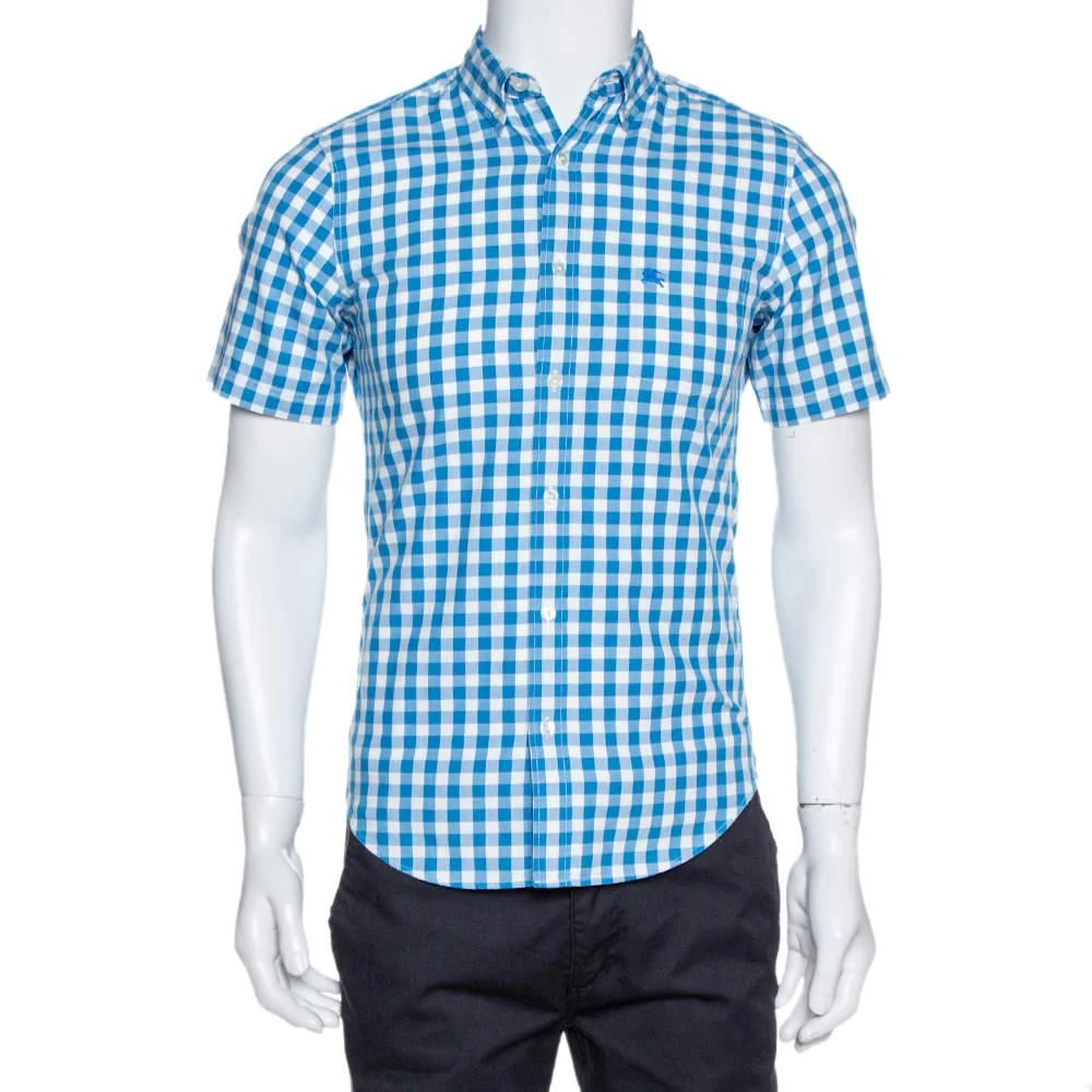 商品[二手商品] Burberry|Burberry Blue Gingham Check Cotton Short Sleeve Shirt S,价格¥1156,第1张图片