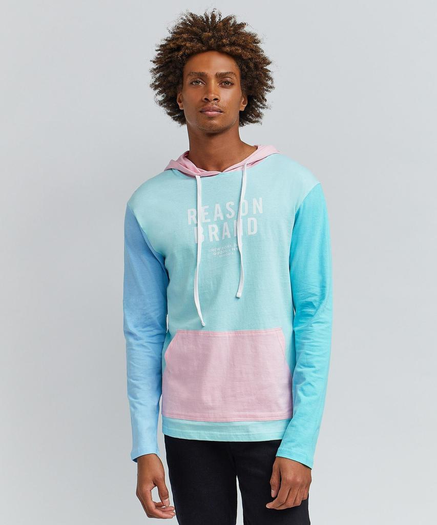 Color Block Long Sleeve Light Pastel Hoodie商品第1张图片规格展示