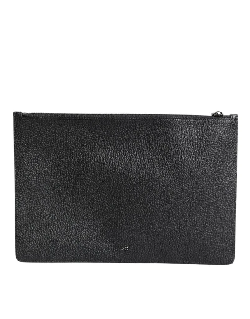 商品Dolce & Gabbana|Dolce & Gabbana Black Calfskin Crown Embellished Clutch Pouch Bag,价格¥4170,第4张图片详细描述