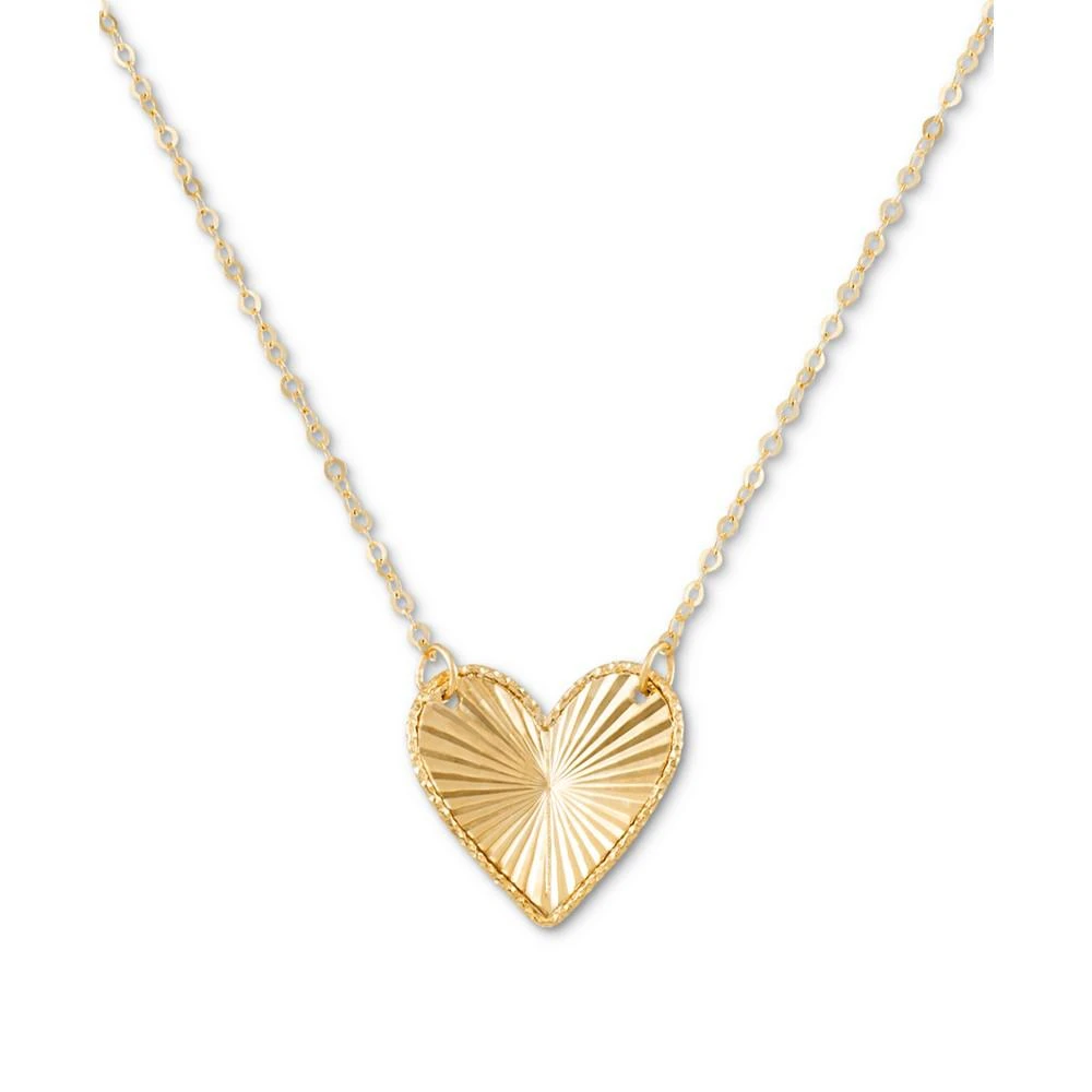 商品Macy's|Ridged Textured Heart 18" Pendant Necklace in 10k Gold,价格¥1318,第1张图片