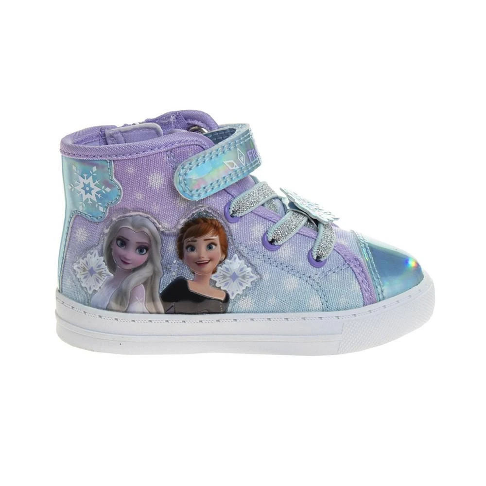 商品Disney|Little Girls Frozen Anna and Elsa Light Up High Top Canvas Sneakers,价格¥262,第2张图片详细描述