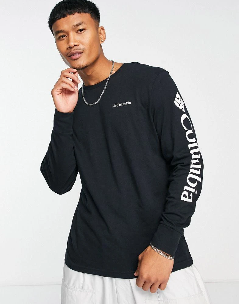 商品Columbia|Columbia North Cascades sleeve print long sleeve t-shirt in black,价格¥288,第1张图片