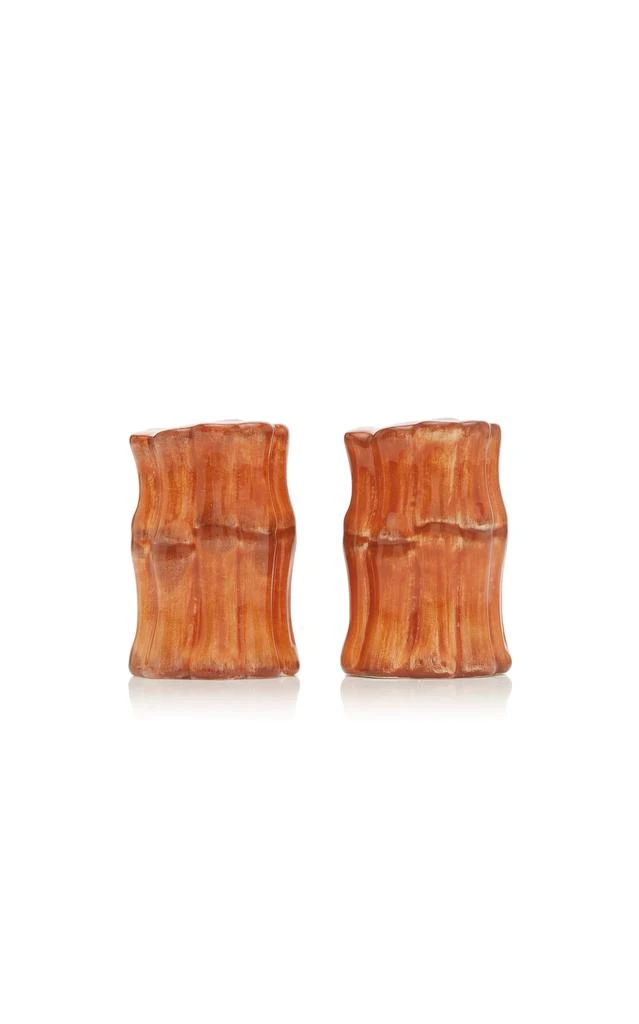 商品Este Ceramiche for Moda Domus|Este Ceramiche for Moda Domus - Bamboo-Painted Ceramic Salt & Pepper Shaker - Brown - Moda Operandi,价格¥1503,第1张图片