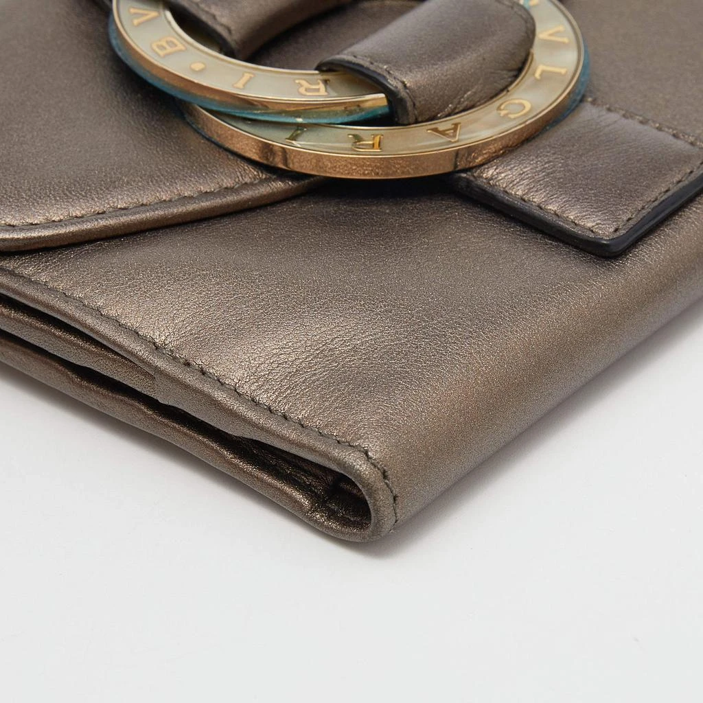 Bvlgari Metallic Brown Leather Double Ring Flap Compact Wallet 商品