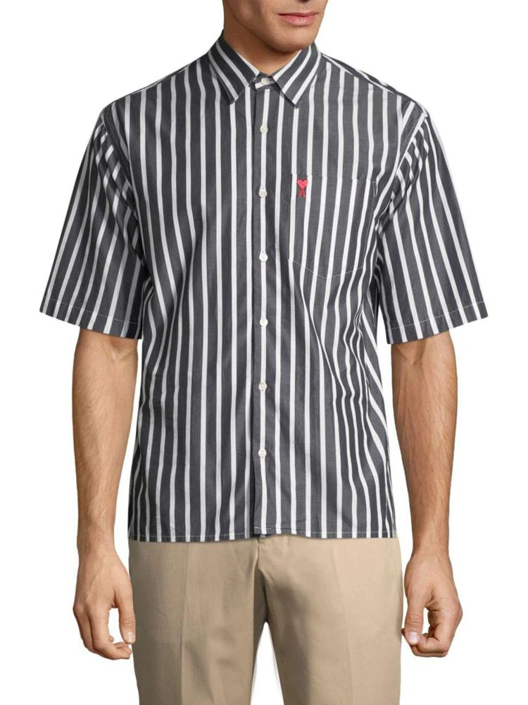 商品AMI|Striped Short-Sleeve Shirt,价格¥1819,第1张图片