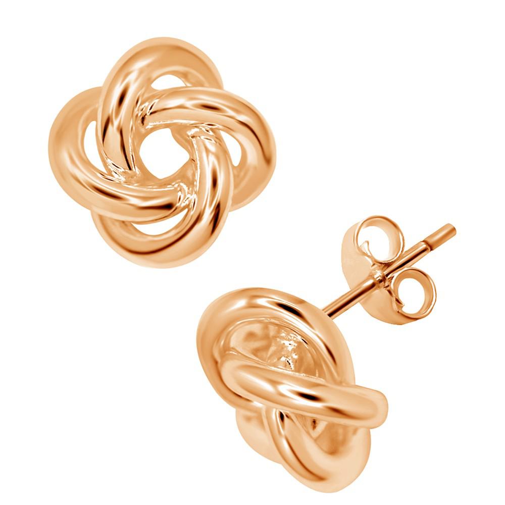 Love Knot Stud Earrings in Silver or Gold Plating商品第1张图片规格展示