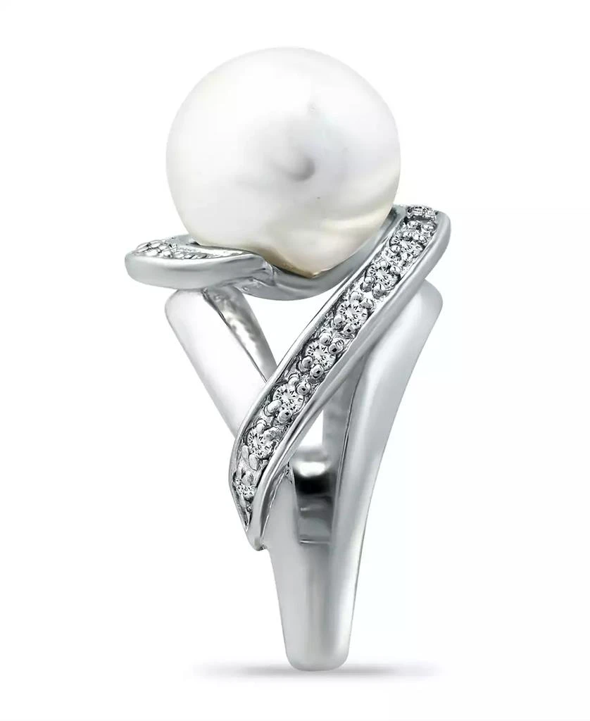 商品Macy's|Imitation Pearl and Pave Cubic Zirconia Swirl Wrap Ring in Silver Plate,价格¥114,第3张图片详细描述