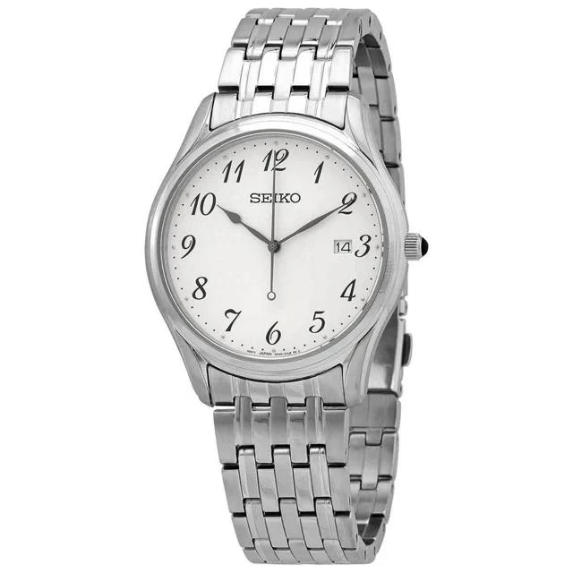 商品Seiko|Seiko Classic Quartz Silver Dial Stainless Steel Men's Watch SUR299,价格¥1234,第1张图片