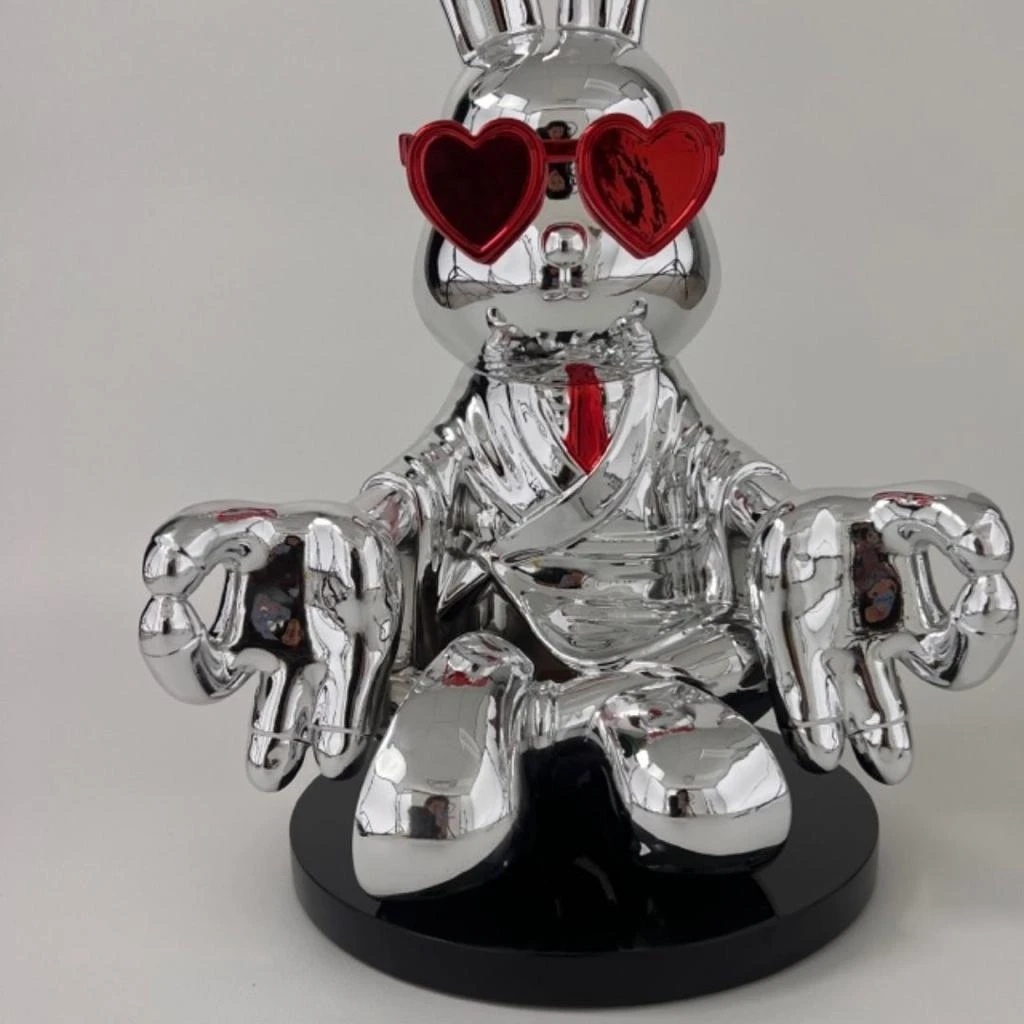 Finesse Decor Sitting Rabbit with Red Tie and Glasses 1