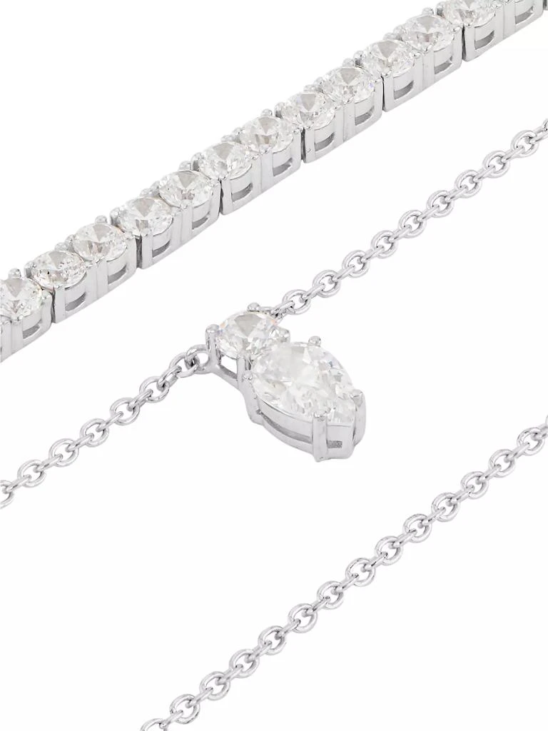 商品Adriana Orsini|Loveall 18K-White-Gold-Plated & Cubic Zirconia Double-Chain Necklace,价格¥2212,第4张图片详细描述