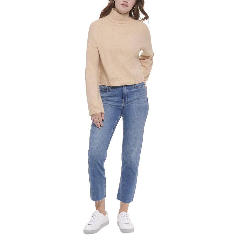 Women's Solid Long Sleeve Mock Neck Sweater商品第4张图片规格展示