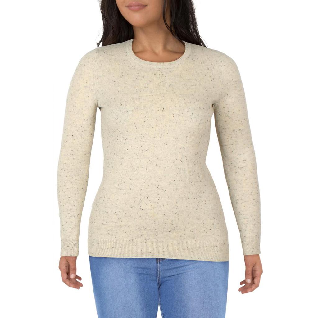 Private Label]Private Label Womens Cashmere Ribbed Trim Crewneck