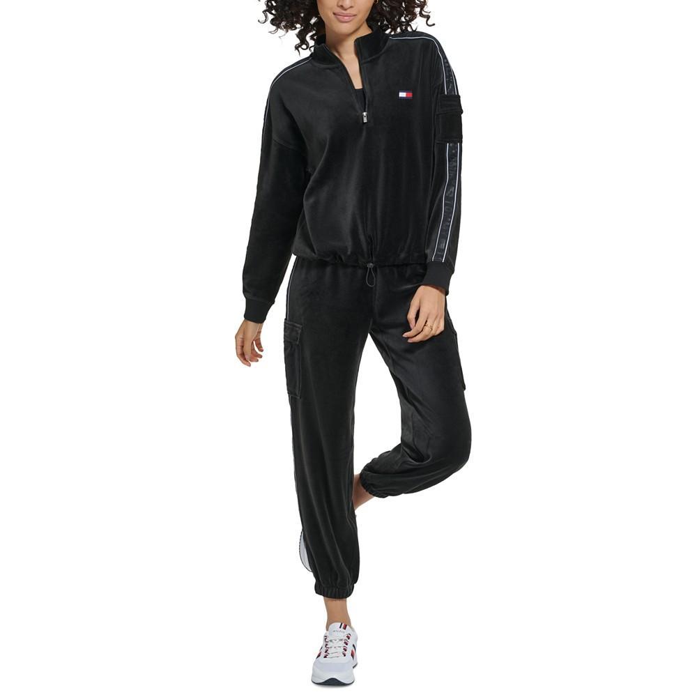 商品Tommy Hilfiger|Women's Velour Cropped Half-Zip Pullover,价格¥256,第1张图片