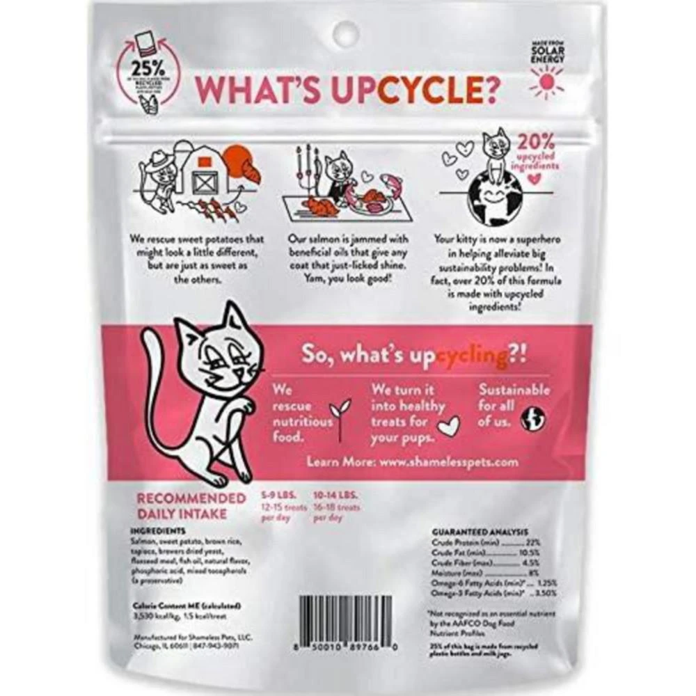 商品Shameless Pets|Cat Treats - Crunchy Treats for Cats with Catnip, Coat, & Digestive Support, Sustainable Upcycled Natural Ingredients & Real Meat, Low Calorie Healthy Feline Food | Yam Good Salmon | 2.5oz, Case of 12,价格¥283,第2张图片详细描述
