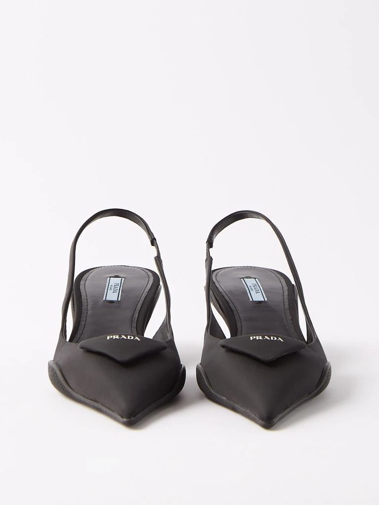 商品Prada|Triangle logo-plaque 45 nylon slingback pumps,价格¥9371,第5张图片详细描述
