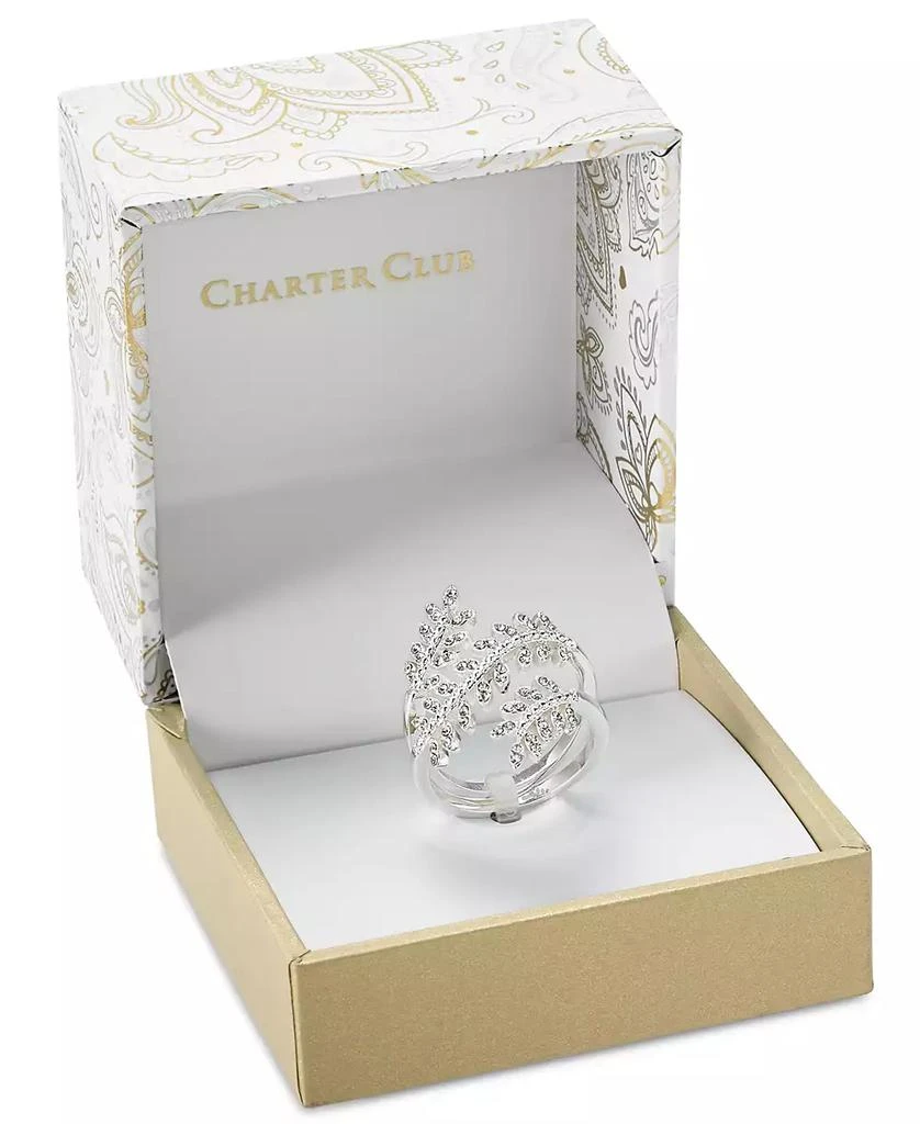 商品Charter Club|Fine Silver Plate Crystal Leaf Wrap Ring, Created for Macy's,价格¥260,第3张图片详细描述