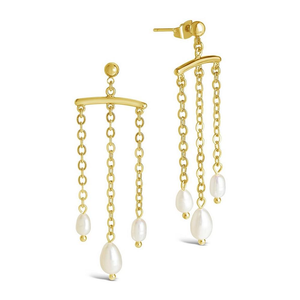 Women's Chains and Pearls Chandelier Drop Earrings商品第2张图片规格展示