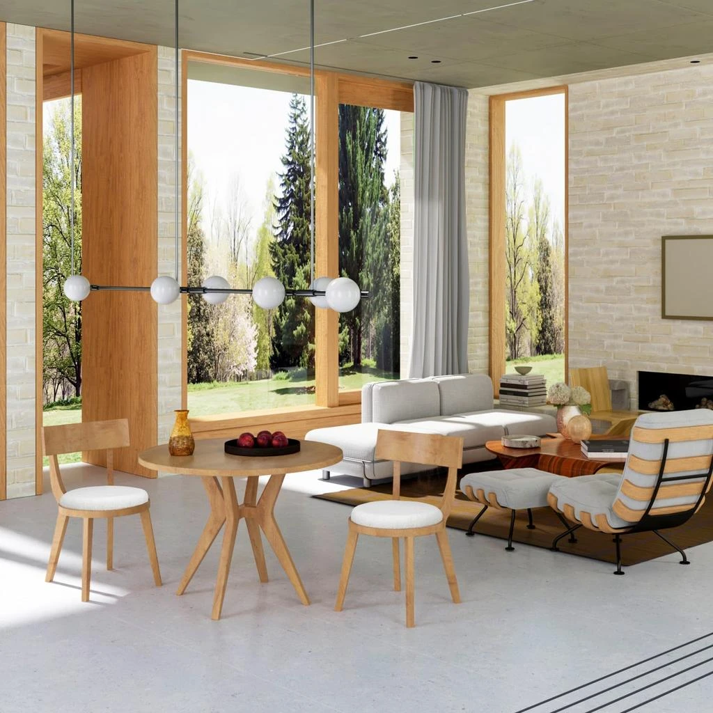 商品Streamdale Furniture|Streamdale Mid-Century Round Dining Set: Table & 2 Chairs, Oak Finish,价格¥4387,第2张图片详细描述