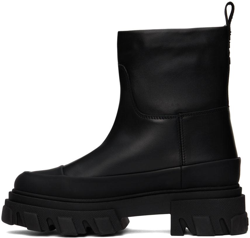Black Leather Tubular Boots商品第3张图片规格展示