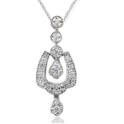 商品Pompeii3|1/3ct Vintage Diamond Dangle Pendant 14K White Gold,价格¥2622,第2张图片详细描述