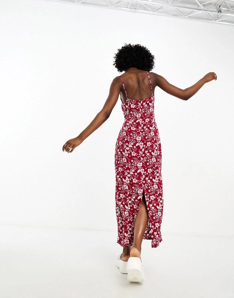 商品Motel|Motel bold floral maxi cami dress in berry red,价格¥94,第4张图片详细描述