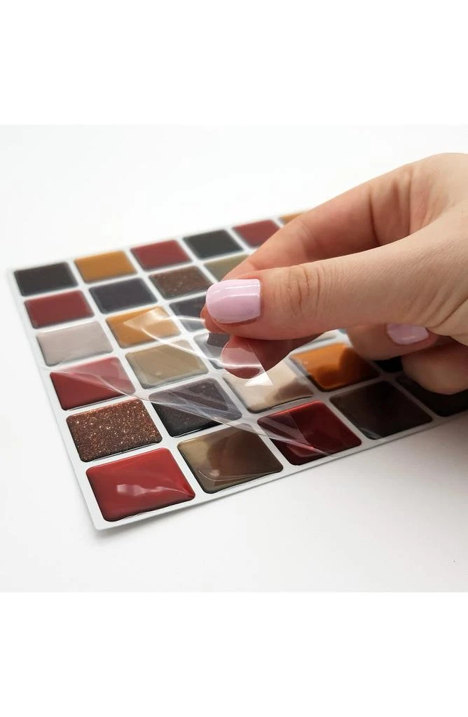 商品WALPLUS|Cream Brown and Cherry Glitter Mosaic 3D Sticker Tile 24-Piece Set,价格¥444,第2张图片详细描述