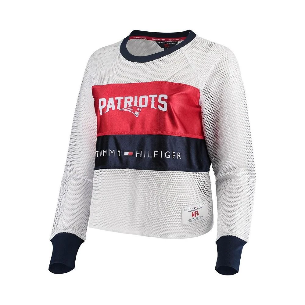 商品Tommy Hilfiger|Women's White and Red New England Patriots Mesh Raglan Long Sleeve T-shirt,价格¥362,第2张图片详细描述