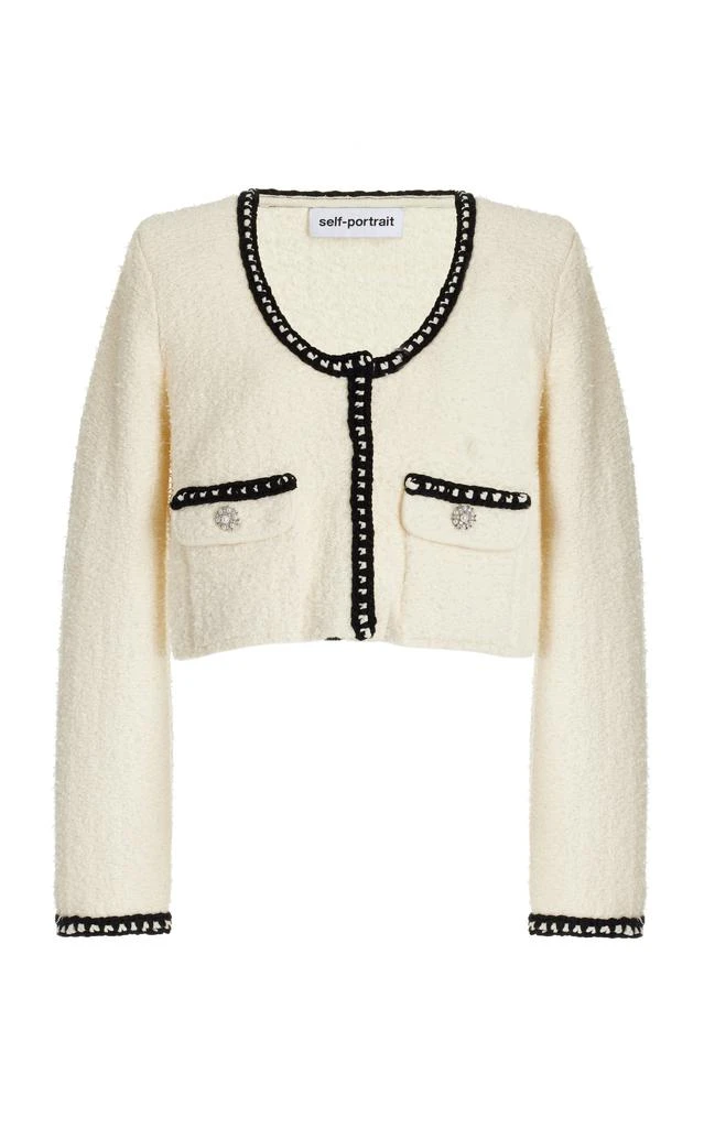 商品Self Portrait|Self Portrait - Women's Bouclé-Knit Cropped Cardigan - Ivory - L - Moda Operandi,价格¥1537,第1张图片