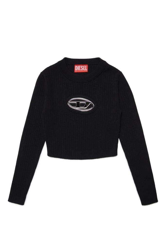 商品Diesel|Kjdesmoi Knitwear  Black Ribbed Sweater With Metal Logo,价格¥1093,第1张图片