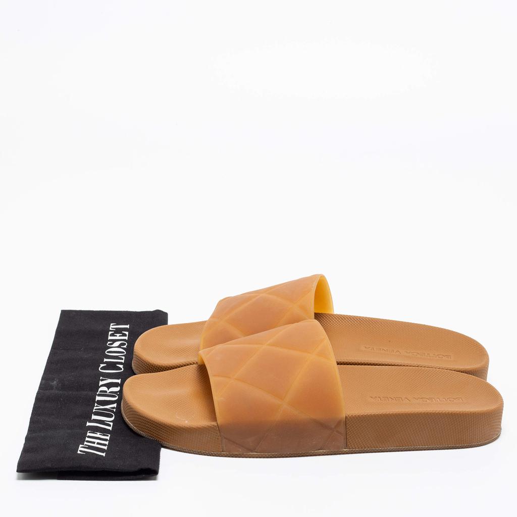 Bottega Veneta Brown Intrecciato Rubber Slide Sandals Size 42商品第9张图片规格展示