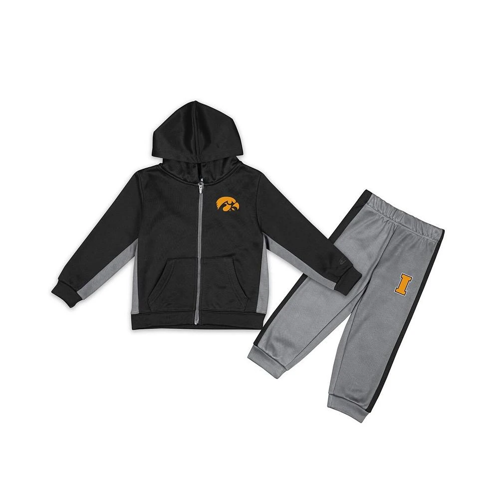 商品Colosseum|Toddler Boys Black, Gray Iowa Hawkeyes Shark Full-Zip Hoodie Jacket and Pants Set,价格¥372,第1张图片