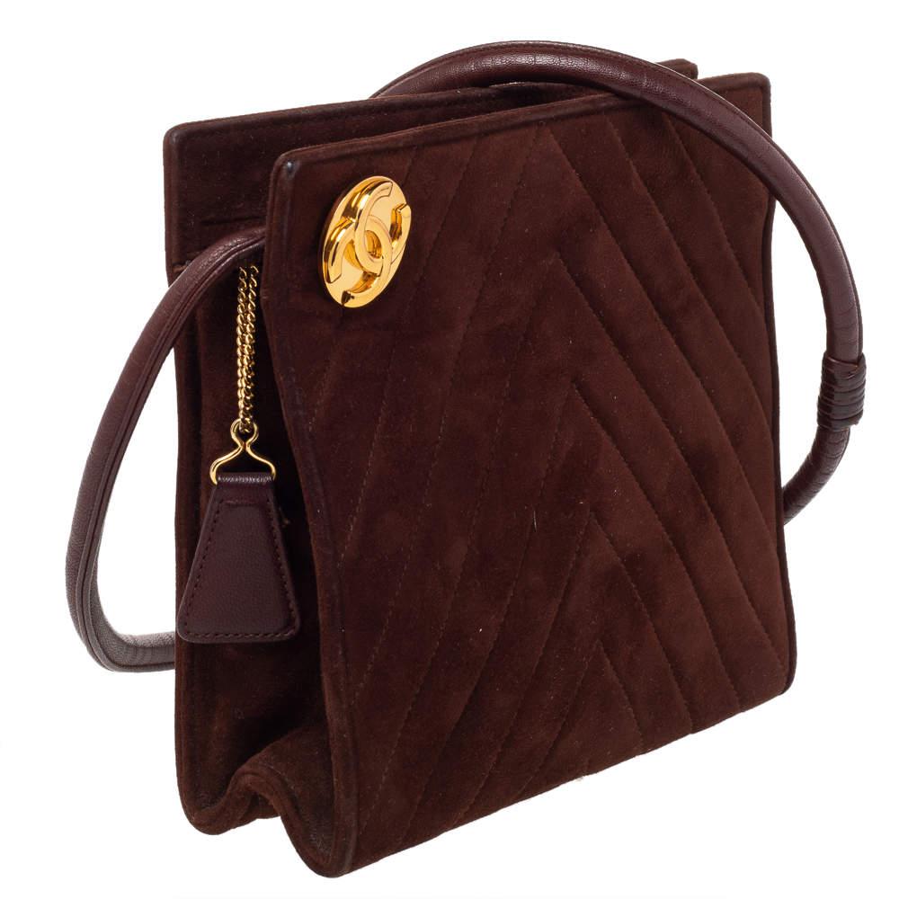 Chanel Brown Suede Vintage Shoulder Bag商品第3张图片规格展示
